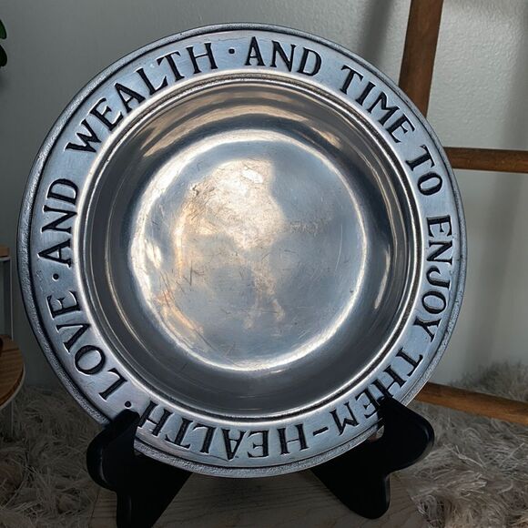 Wilton * Health Love And Wealth And Time To Enjoy Them *  Pewter Plate - Picture 1 of 17